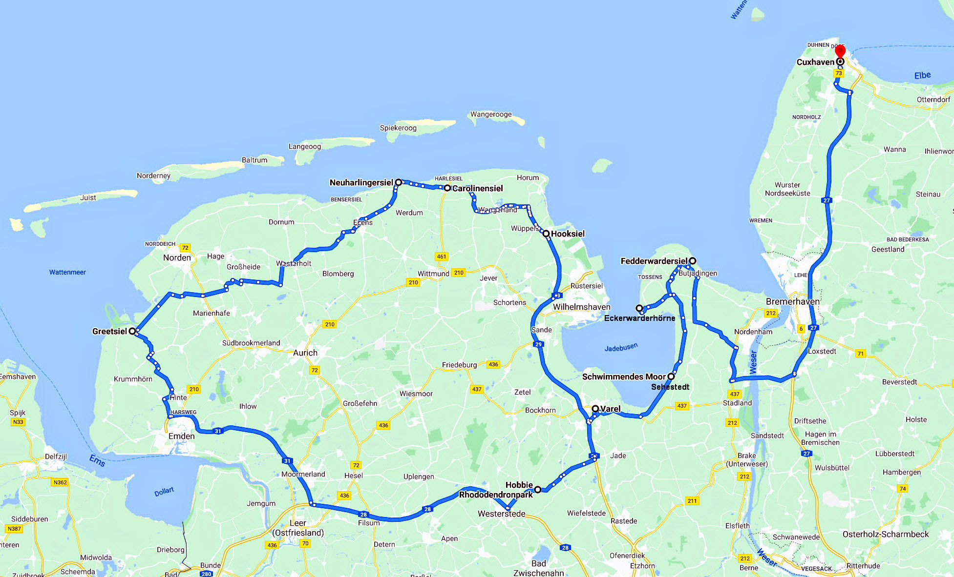 Karte Umland, Friesland, Armin Bellebaum Urlaubsreisen