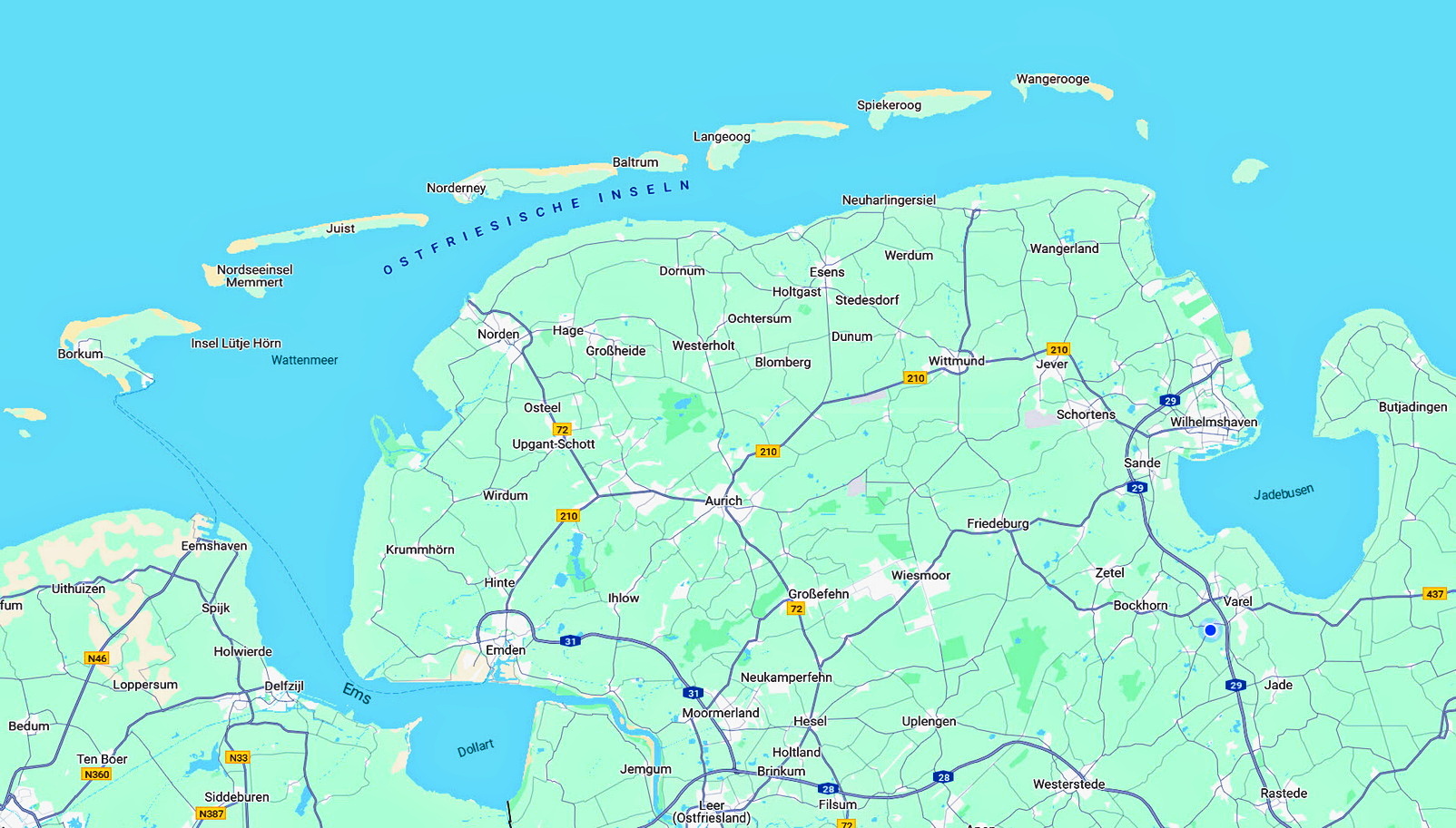 Karte der 7 Ostfriesischen Inseln
